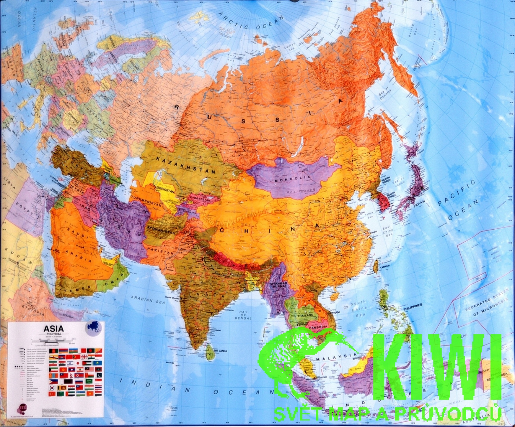 ITMB Publishing nástěnná mapa Asia - papír, 120x100 cm