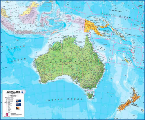 ITMB Publishing nástěnná mapa Australasia Terra Nova lamino, lišta