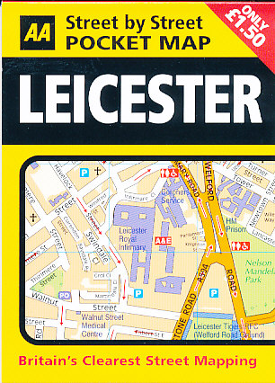 AA Publishing plán Leicester 1:10 t. kapesní