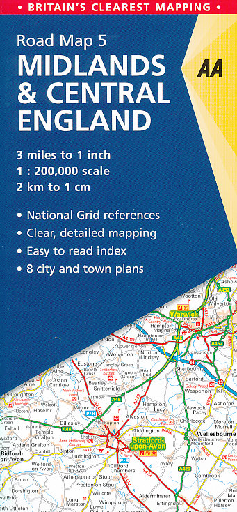 AA Publishing mapa Midlands,Central England (střední Anglie) 1:200 t. (AA č.