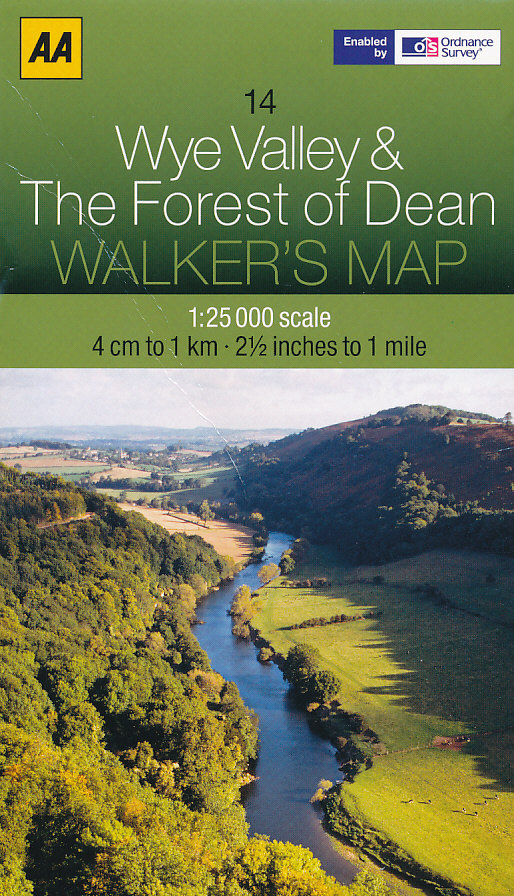 AA Publishing mapa Wye Valley,Forest of Dean 1:25 t. (Wales/Anglie) Walker's