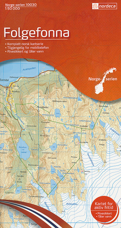 Nordeca vydavatelství mapa Folgefonna 1:50 t. voděodolná