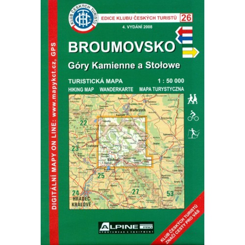 Broumovsko - Góry Kamienne a Stołowe - turistická mapa KČT č.26