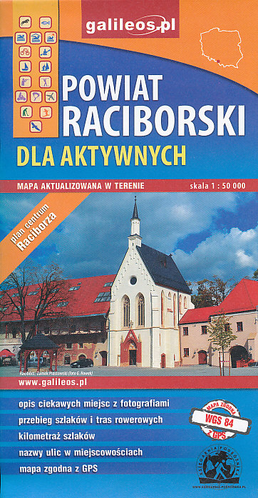 Plan mapa Powiat Raciborski 1:50 t.+plán Racibórz/Ratiboř 1:9 t.