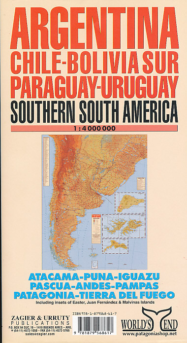 Zagier & Urruty mapa Southern South America 1:4 mil. (Worlds End)