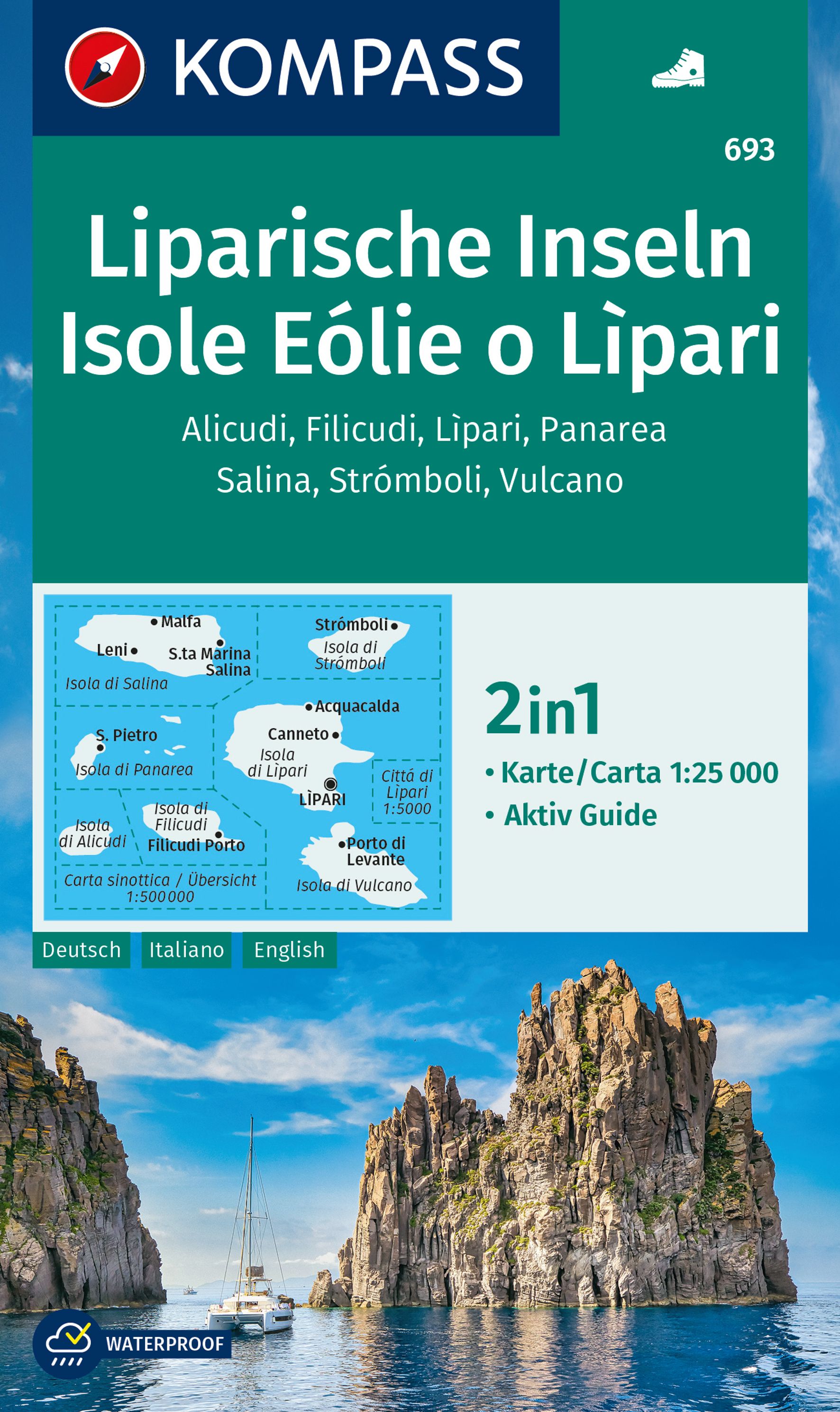 Liparische Inseln - Liparské ostrovy (Kompass - 693) - turistická mapa