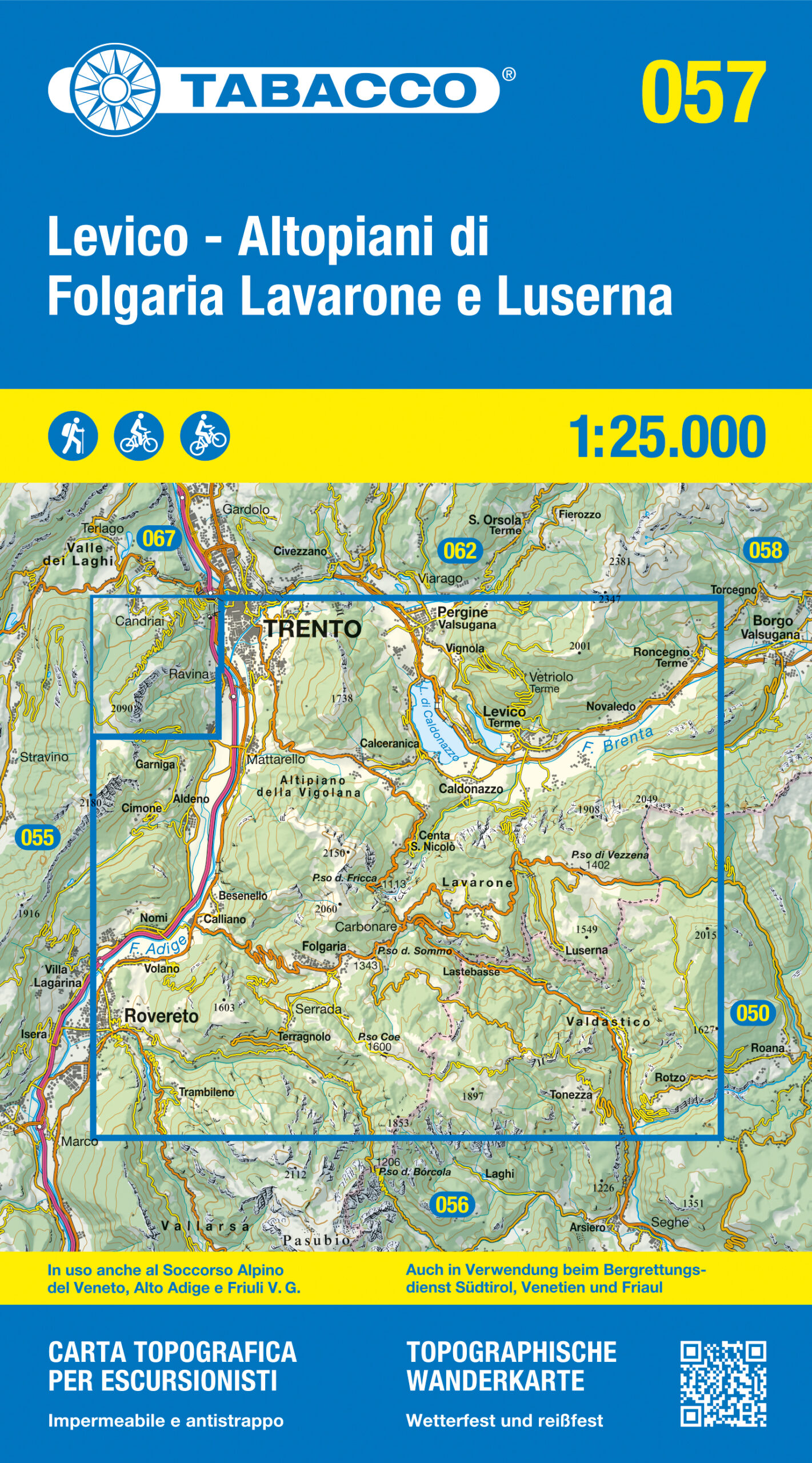 Levico, Altopiani di Folgaria, Lavarone e Luserna (Tabacco - 057) - turistická mapa | knihynahory.cz