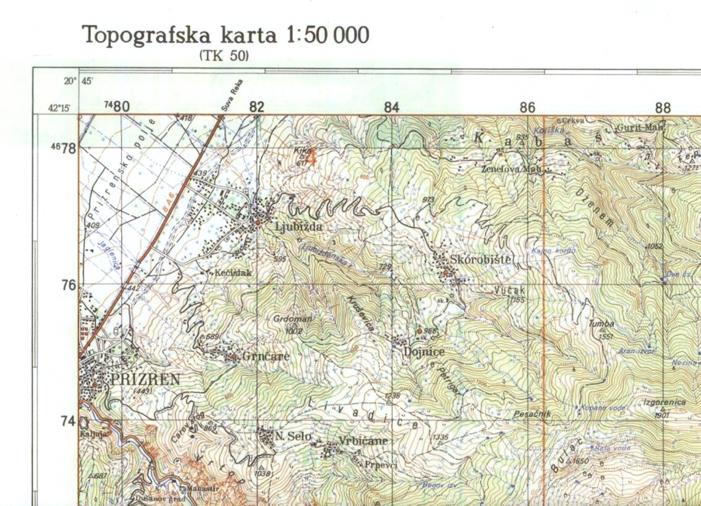 Balkan maps mix topografická mapa Šar Planina - Prizren 1:50 t.