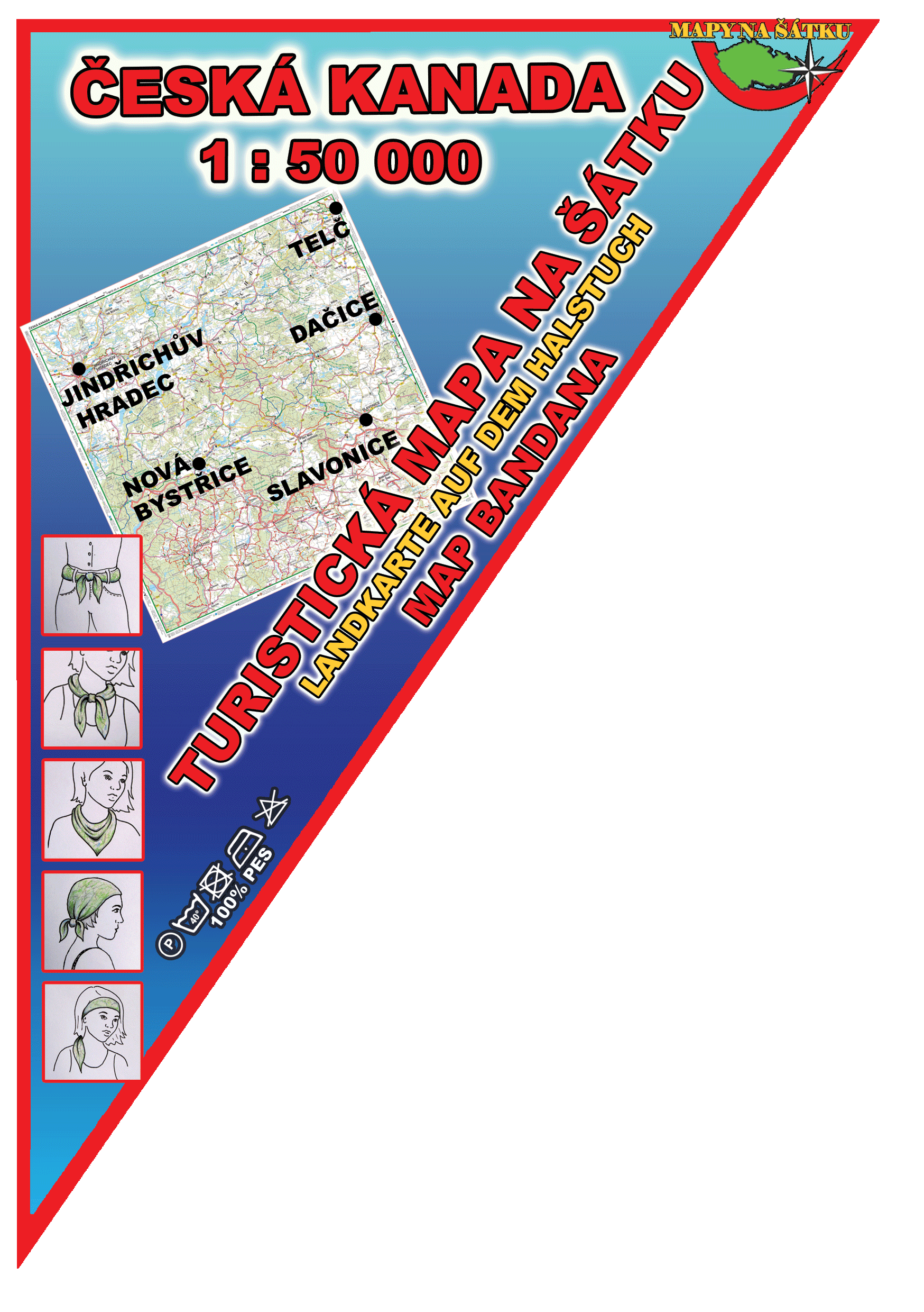 Mapy na šátku Česká Kanada - mapa na šátku