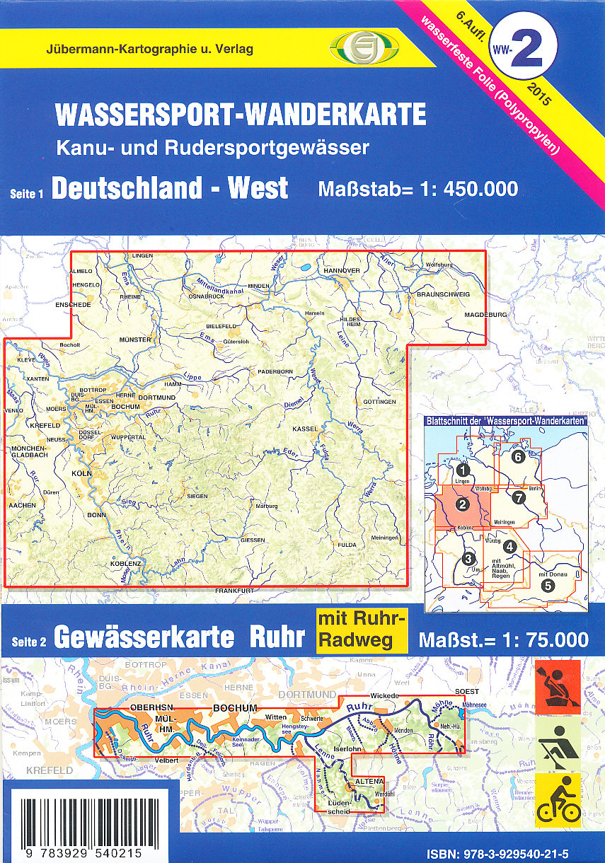 Kanu Verlag vydavatel vodácká mapa Deutschland West 1:450 t.