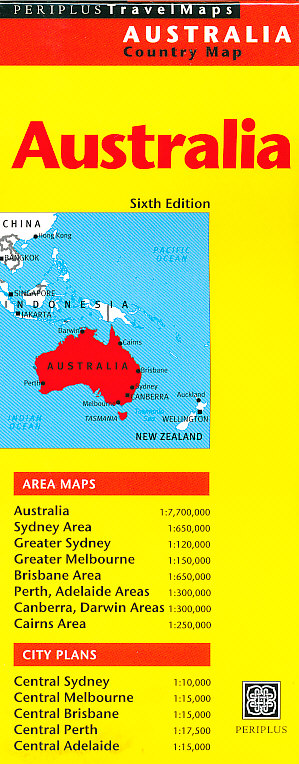 Periplus vydavatelství mapa Australia 1:7,7 mil.+ Sydney,Melbourne,Brisbane,Perth, Ade