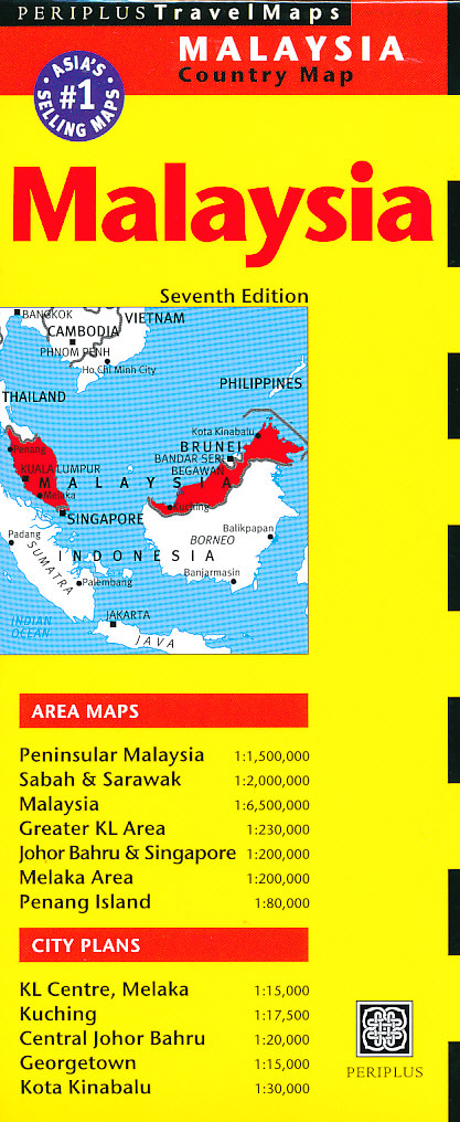 Periplus vydavatelství mapa Malaysia 1:1,5 mil-1:6,5 mil.