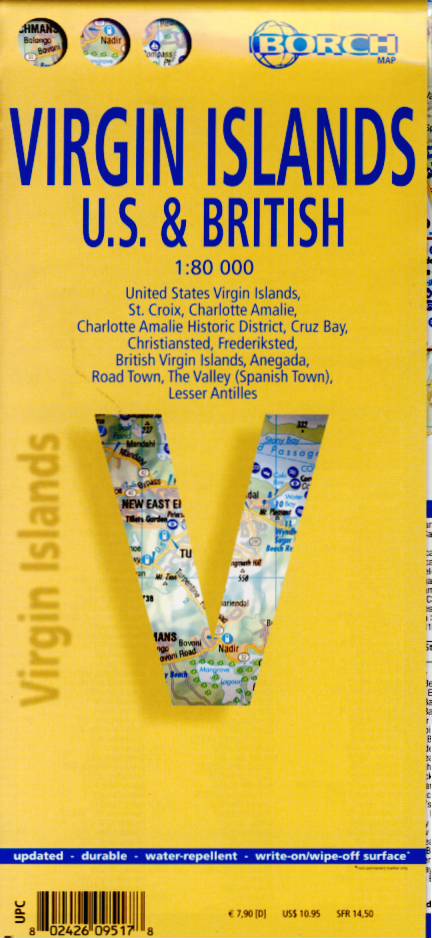 Borch mapa Virgin Islands U.S. a British 1:80 t.
