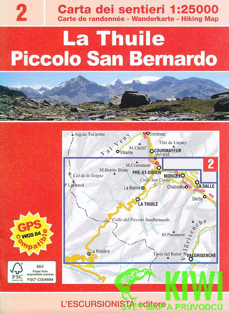 Escursionista distributor mapa La Thuile Piccolo San Bernardo 1:25 t.