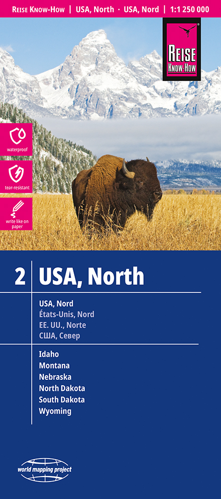 Reise Know-How Verlag mapa USA north (č.2) 1:1,25 mil. voděodolná