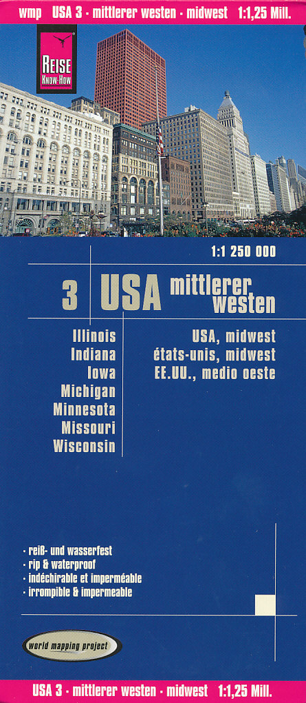 Reise Know-How Verlag mapa USA midwest (č.3) 1:1,25 mil. voděodolná