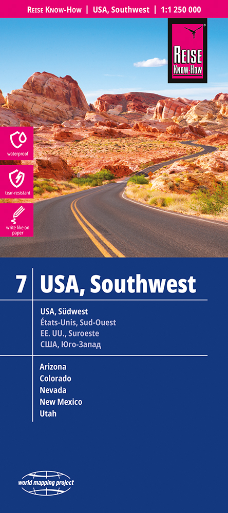 Reise Know-How Verlag mapa USA southwest (č.7) 1:1,25 mil. voděodolná