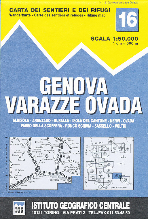 Geocenter/Bertelsmann distribuce mapa Genova Varazze Ovada 1:50 t. IGC č.16 (Janov)