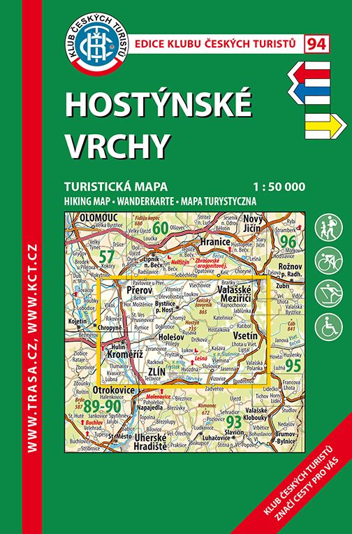 Hostýnské vrchy - turistická mapa KČT č.94