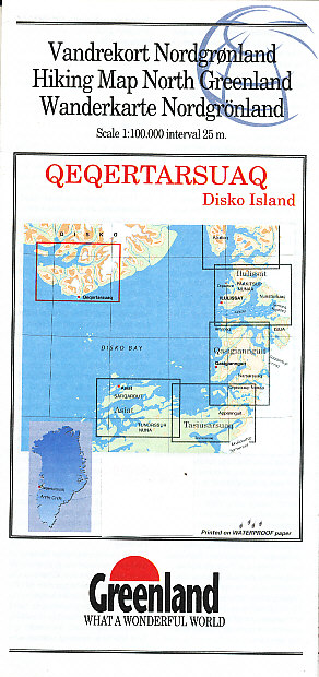 Stanfords Edward knihkupectví mapa Greenland Qeqertarsuaq Disko Island 1:100 t. voděodolná