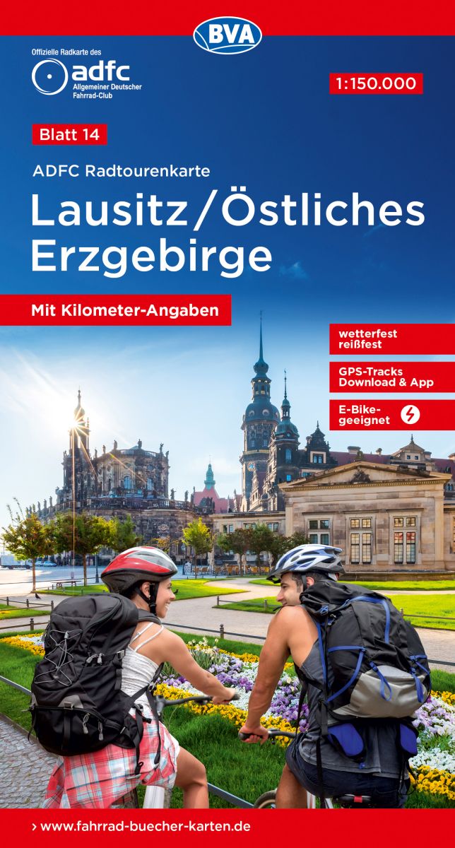 ADFC cyklomapa Lausitz, Ostliches Erzgebirge 1:150 t. (č.14) voděodo