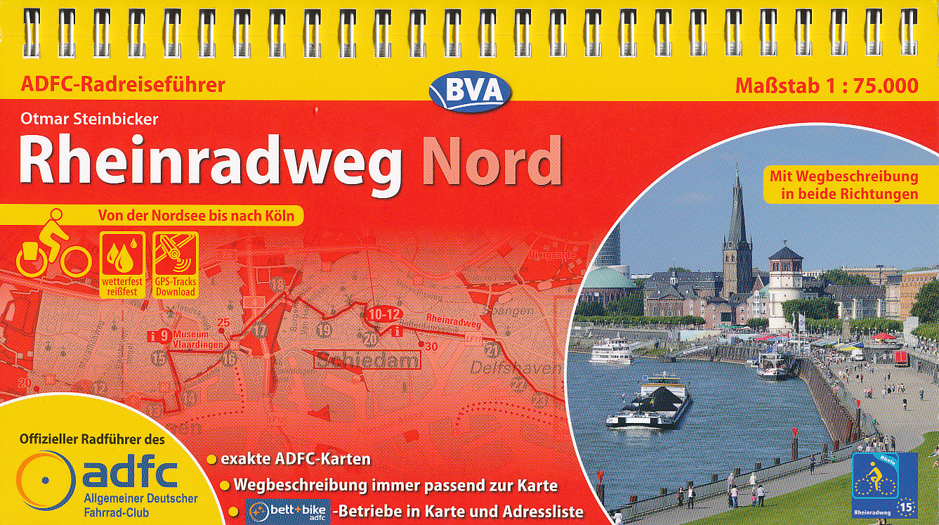 ADFC cykloprůvodce Rheinradweg Nord 1:75 t. Nordsee-Koln německy