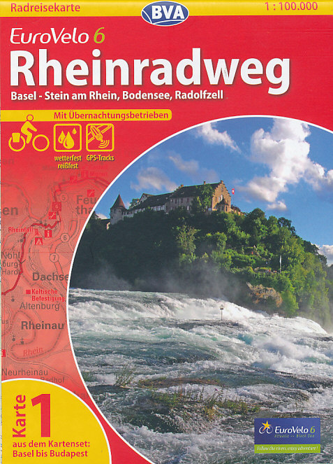 ADFC cyklomapa Rheinradweg 1:100 t. (č.1) Eurovelo 6 - voděodolná
