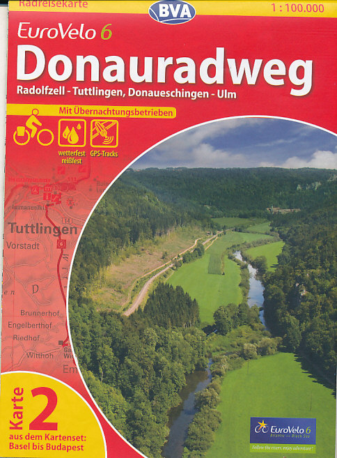 ADFC cyklomapa Donauradweg Radolfzell-Ulm (č.2) 1:100 t. Eurovelo 6