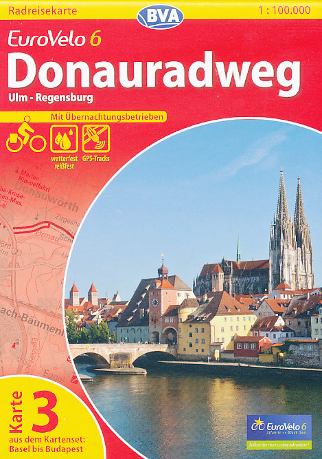 ADFC cyklomapa Donauradweg Ulm-Regensburg (č.3) 1:100 t. Eurovelo 6