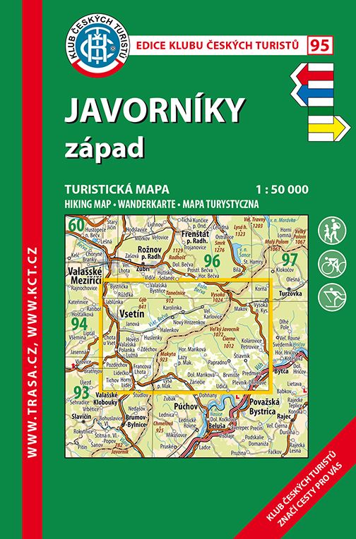 Javorníky západ - turistická mapa KČT č.95