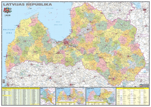 Jana Seta vydavatelství nástěnná mapa Latvija (Lotyšsko) 1:300 t. administrativní lamin