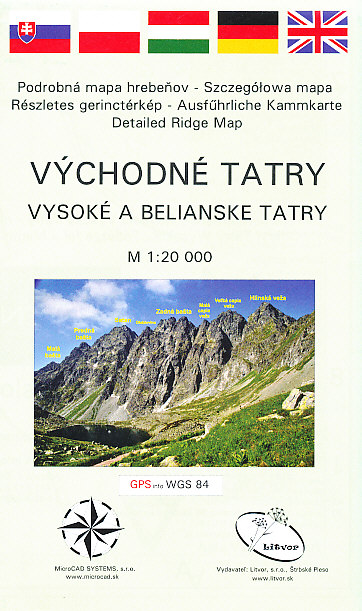 mapa Východné Tatry 1:20 t. podrobná mapa hrebeňov