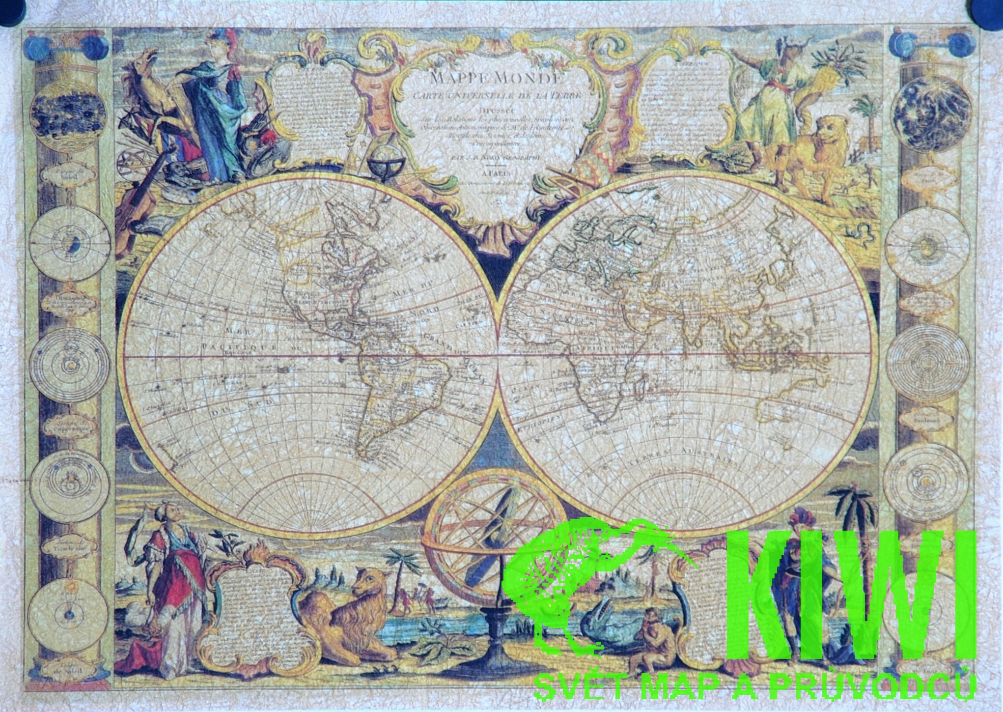 Káňová Svatoslava faksimile map nástěnná mapa faksimile Svět Nolin 1755 (kůň a lev)