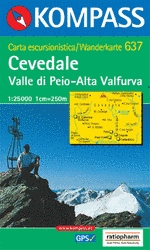 Cevedale - Valle di Pejo - Alta Valfurva (Kompass-637) - turistická mapa