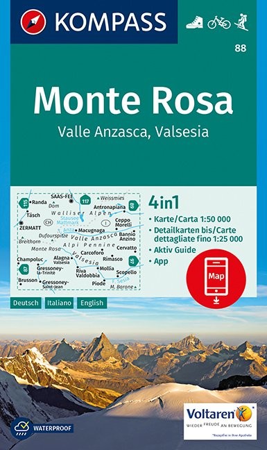 Monte Rosa (Kompass - 88) - turistická mapa