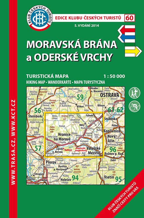 Moravská brána a Oderské vrchy - turistická mapa KČT č.60