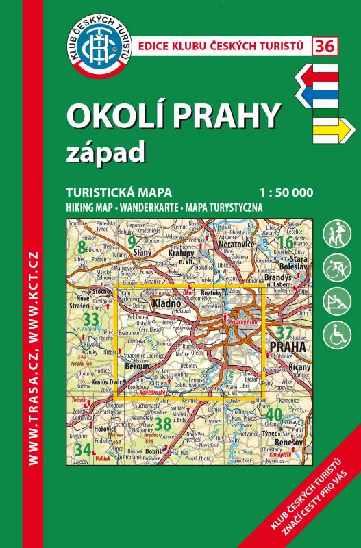 Okolí Prahy, západ - turistická mapa KČT č.36