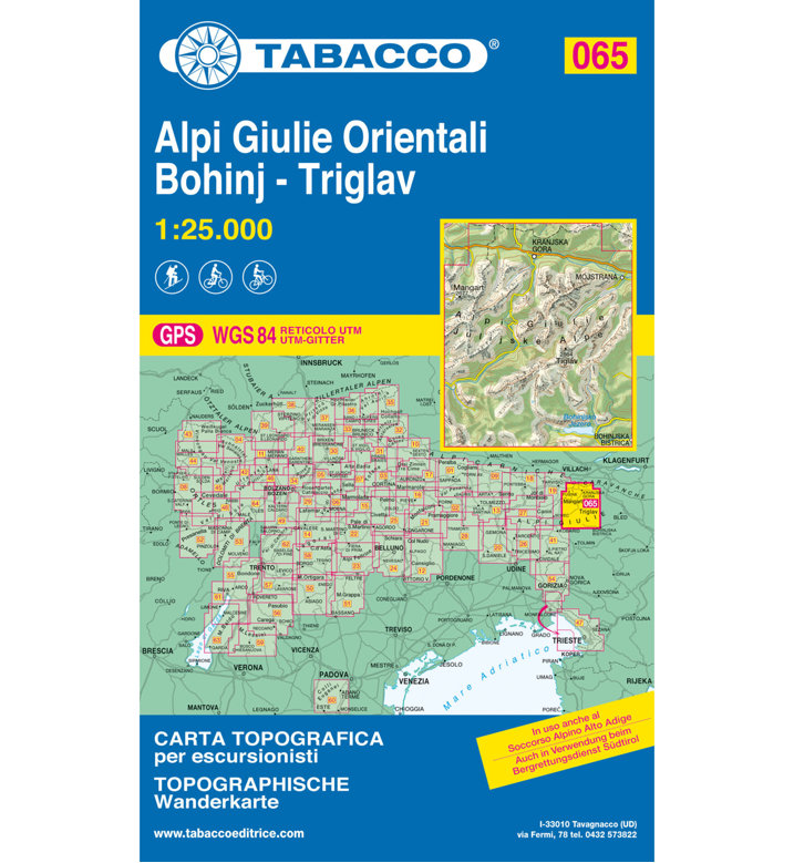 Julské alpy, Triglav, Bohinj (Tabacco - 065) - turistická mapa | knihynahory.cz