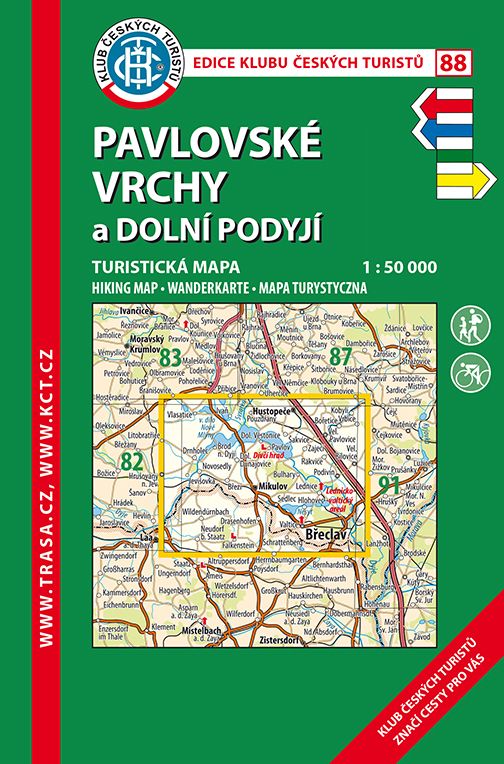 Pavlovské vrchy - turistická mapa KČT č.88