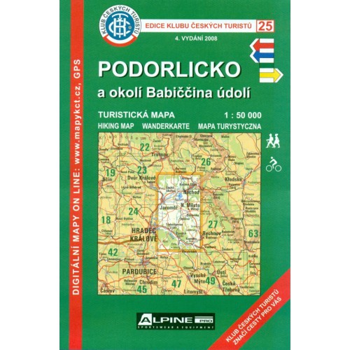 Podorlicko a okolí Babiččina údolí - turistická mapa KČT č.25