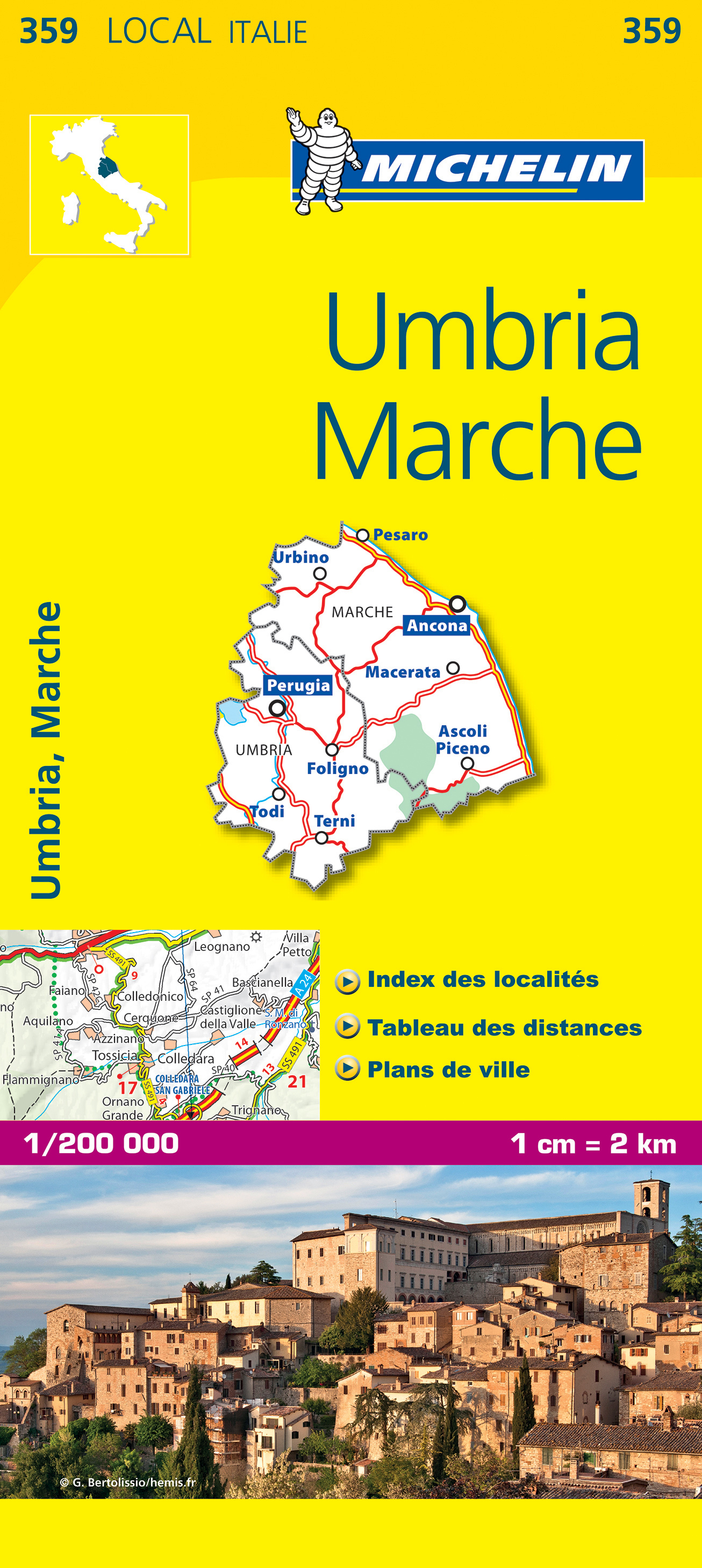 Michelin mapa Umbria, Marche 1:200 t.
