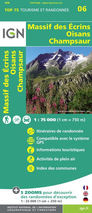 Massif des Ecrins, Oisans, Champsaur - turistická mapa