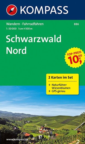 Schwarzwald Nord (set 2 map, Kompass - 886) - turistická mapa