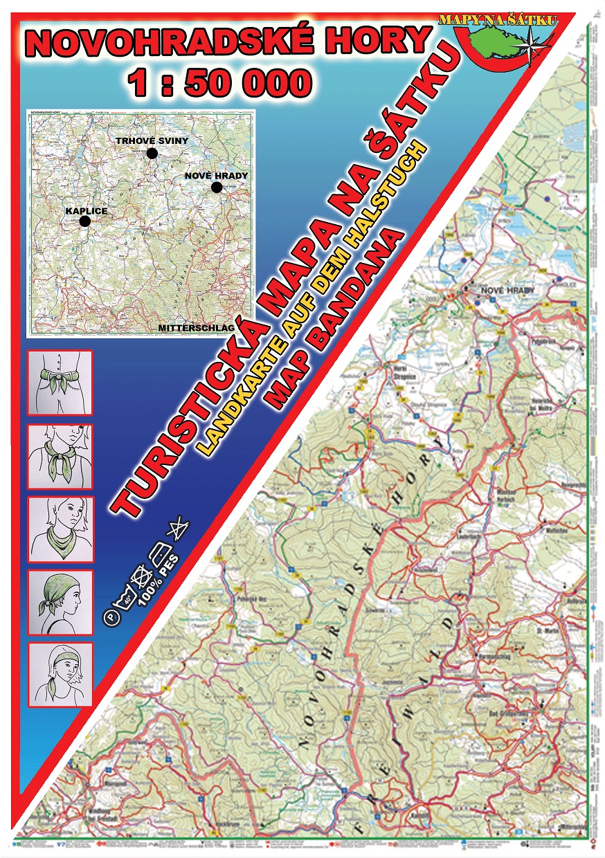 Novohradské hory - mapa na šátku