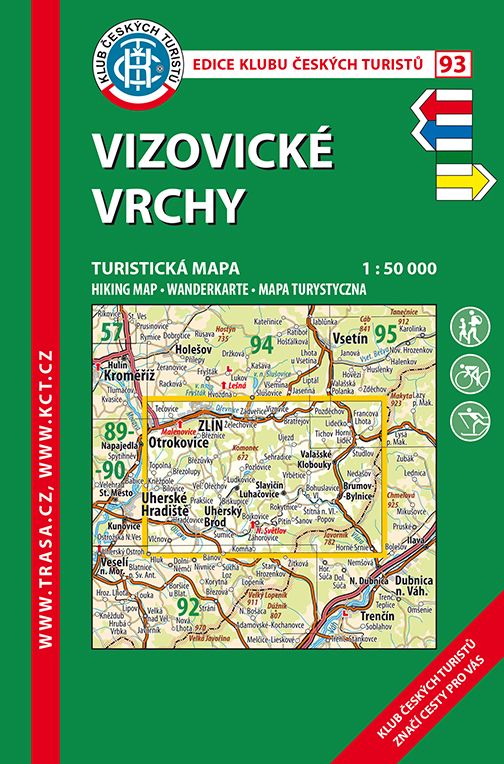 Vizovické vrchy - turistická mapa KČT č.93
