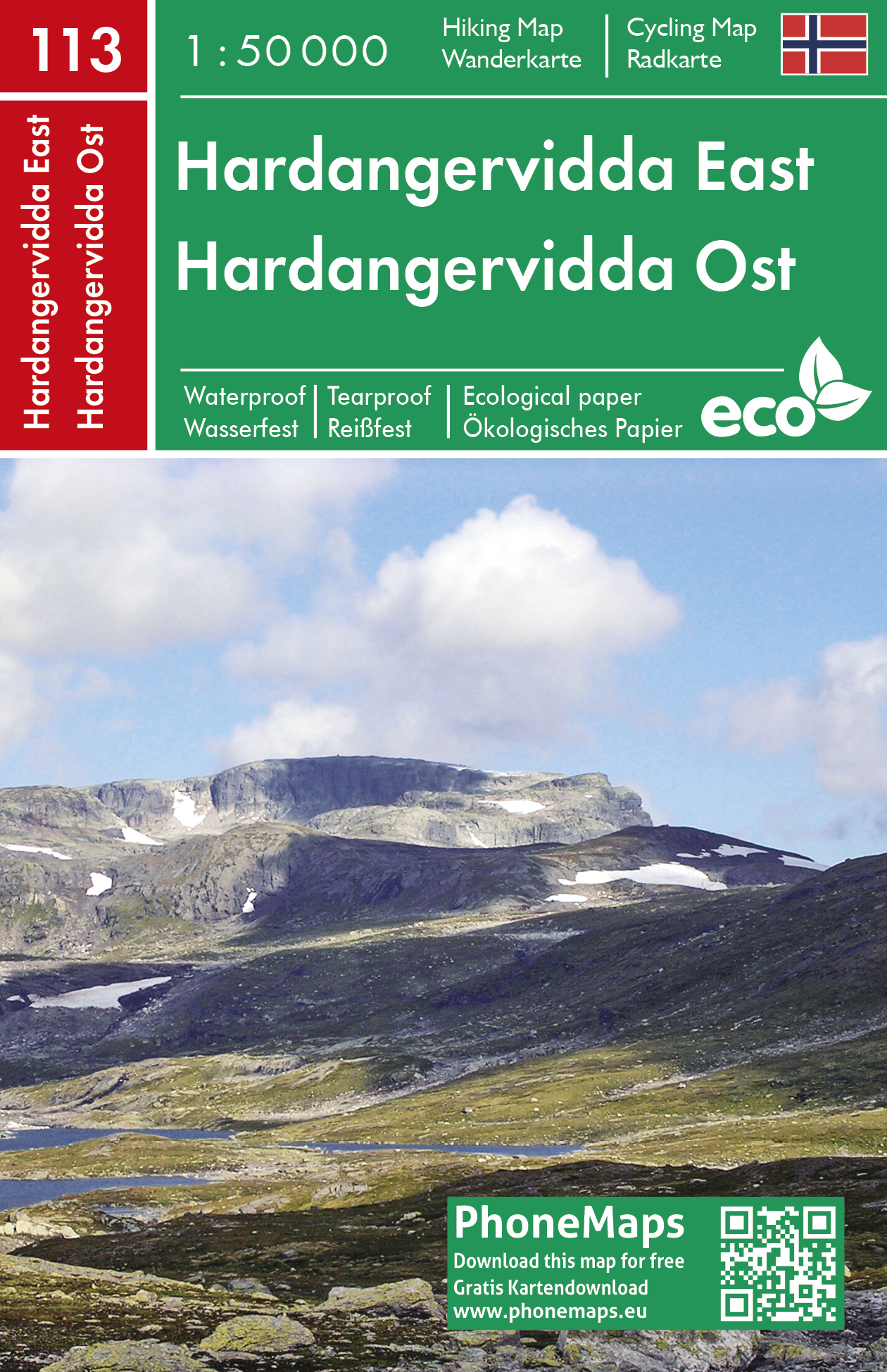 Hardangervidda východ - turistická mapa