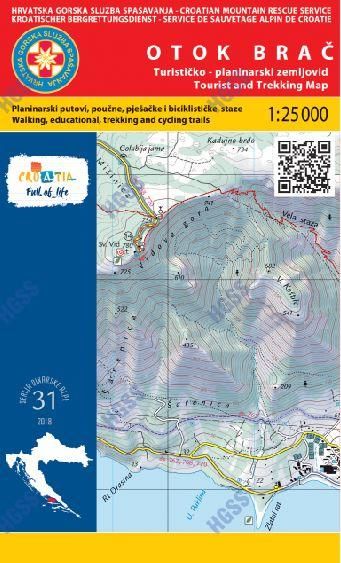 Otok Brač - turistická mapa