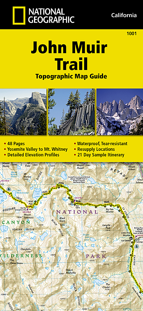 John Muir trail map guide - turistická mapa
