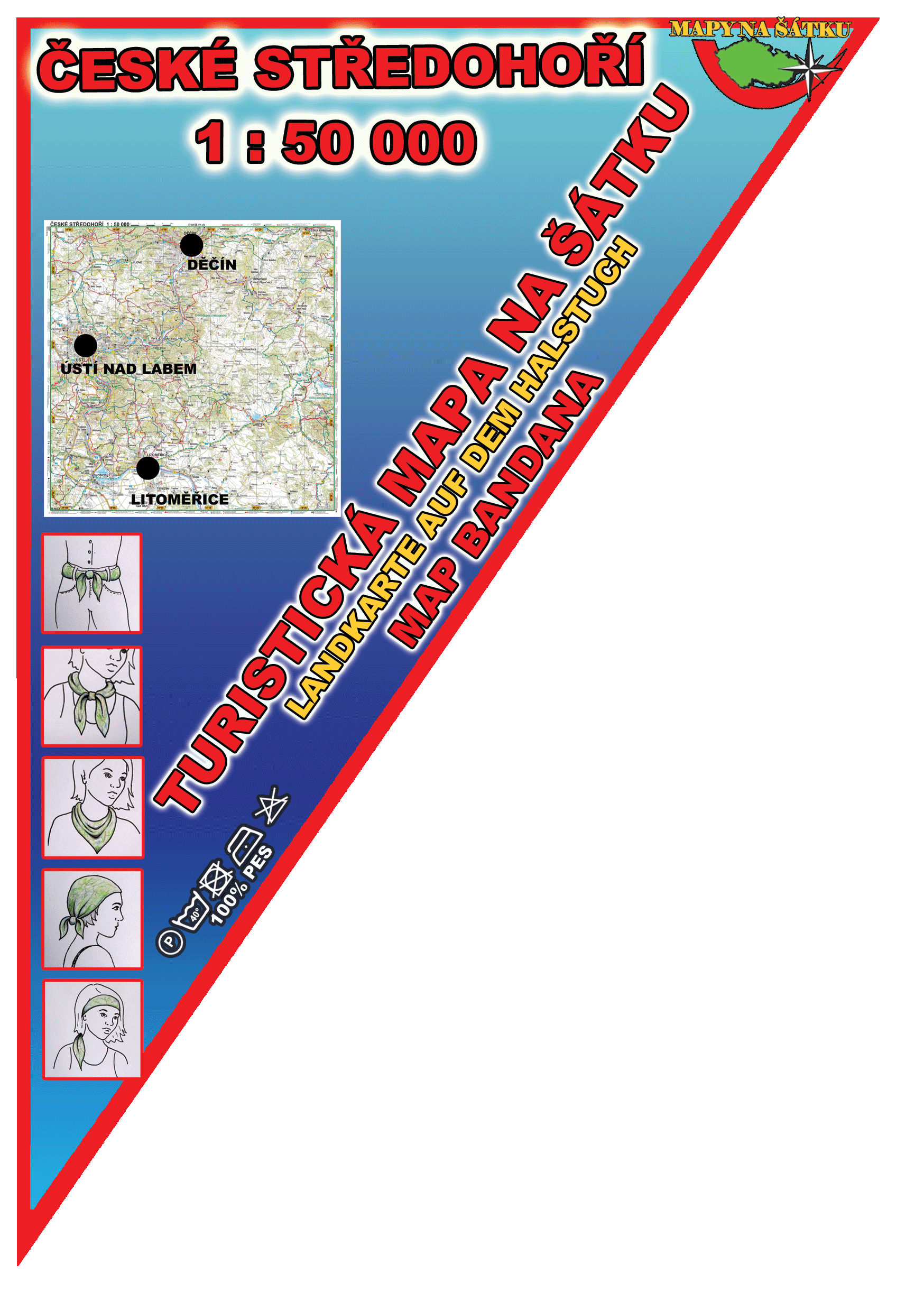 České Středohoří - mapa na šátku