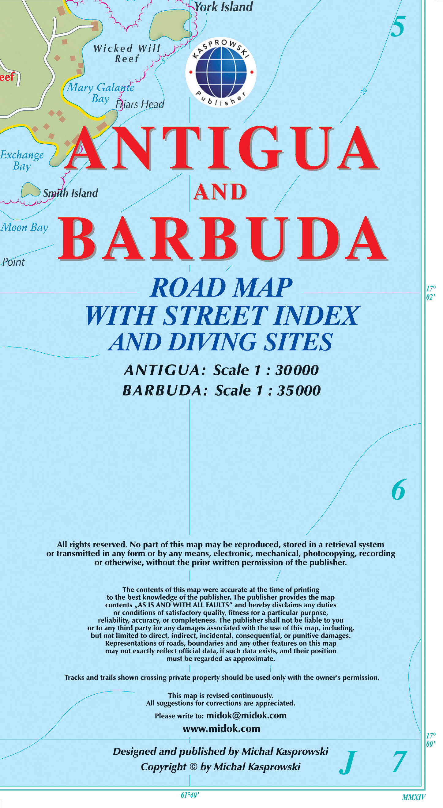 Antigua & Barbuda - turistická mapa